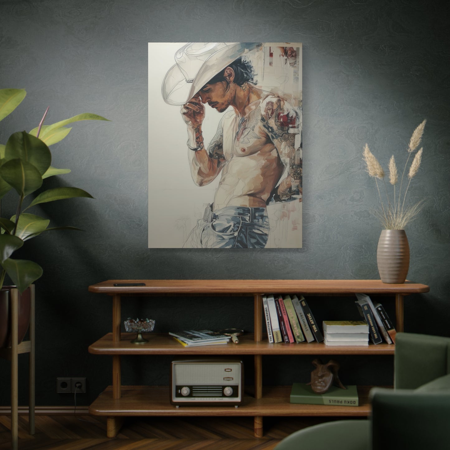 Gallery Wrapped Canvas, Wranglers and Wreckage Art Canvas, Erotic Pinup Art Canvas – Silas