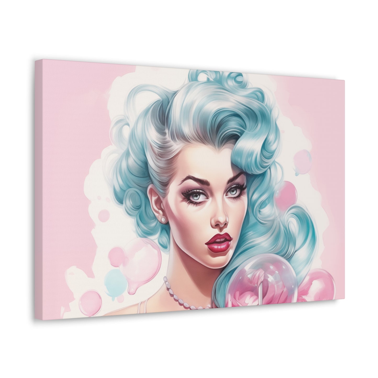 Canvas Gallery Wrapped High-Fashion Wall Art, Stylish Decor, Retro Femme Doll Pop Art – Tessa