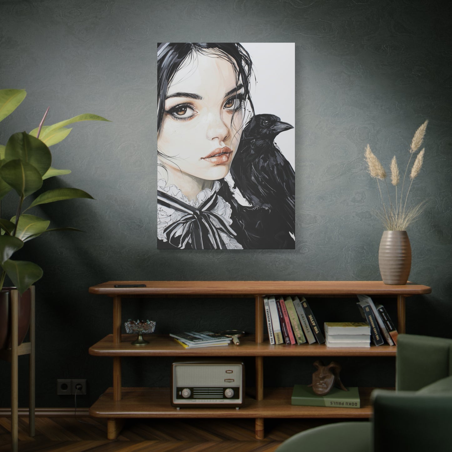 Gallery Wrapped Canvas, Myth and Bones Gothic Art Canvas, Dark Muse Canvas - Elowen