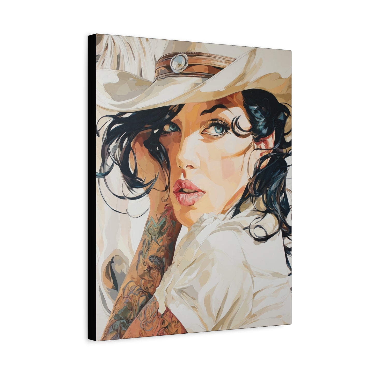 Gallery Wrapped Canvas, Wranglers and Wreckage Art Canvas, Erotic Pinup Art Canvas – Lacey