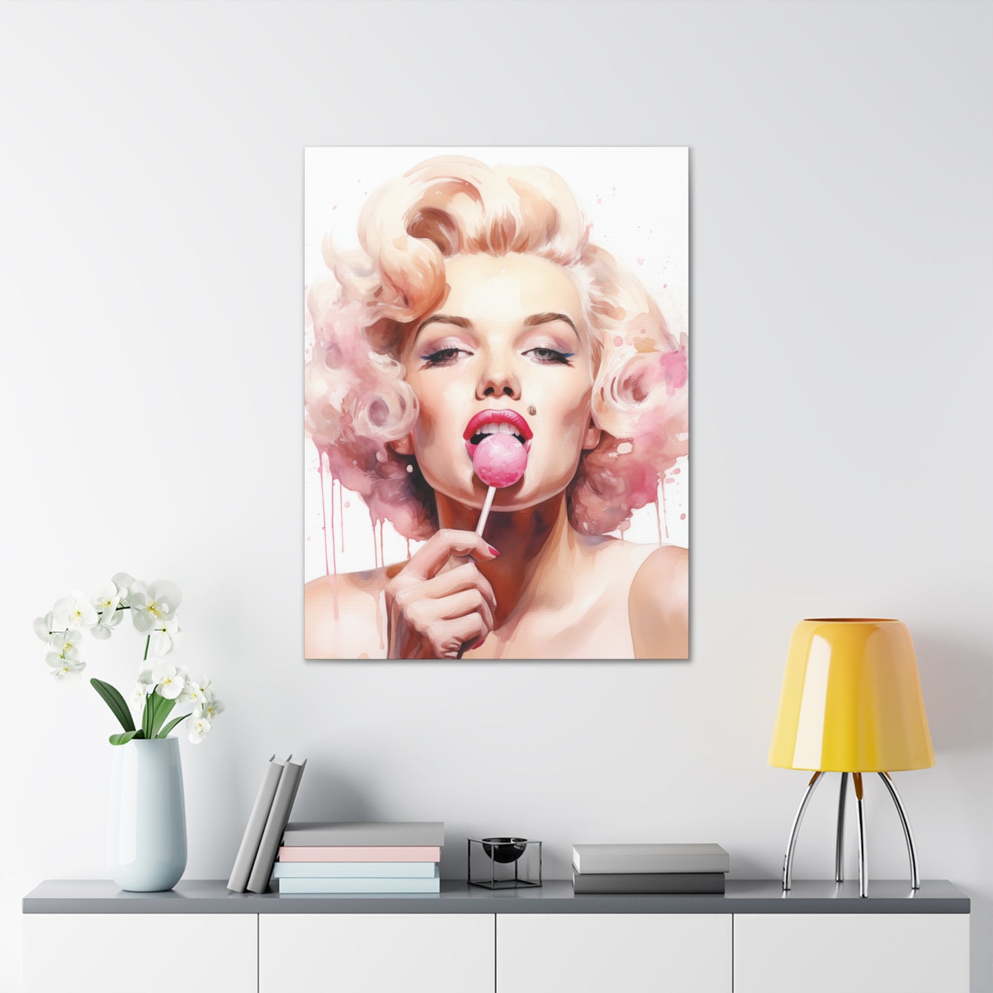Canvas Wall Art, Gallery Wrapped Pop Art, Celebrity Wall Art – Marilyn Monroe - Lollipop