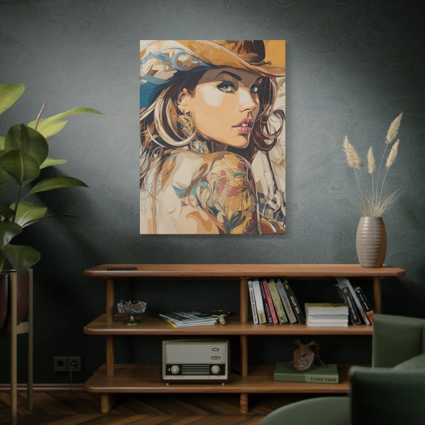 Gallery Wrapped Canvas, Wranglers and Wreckage Art Canvas, Erotic Pinup Art Canvas – Tessa