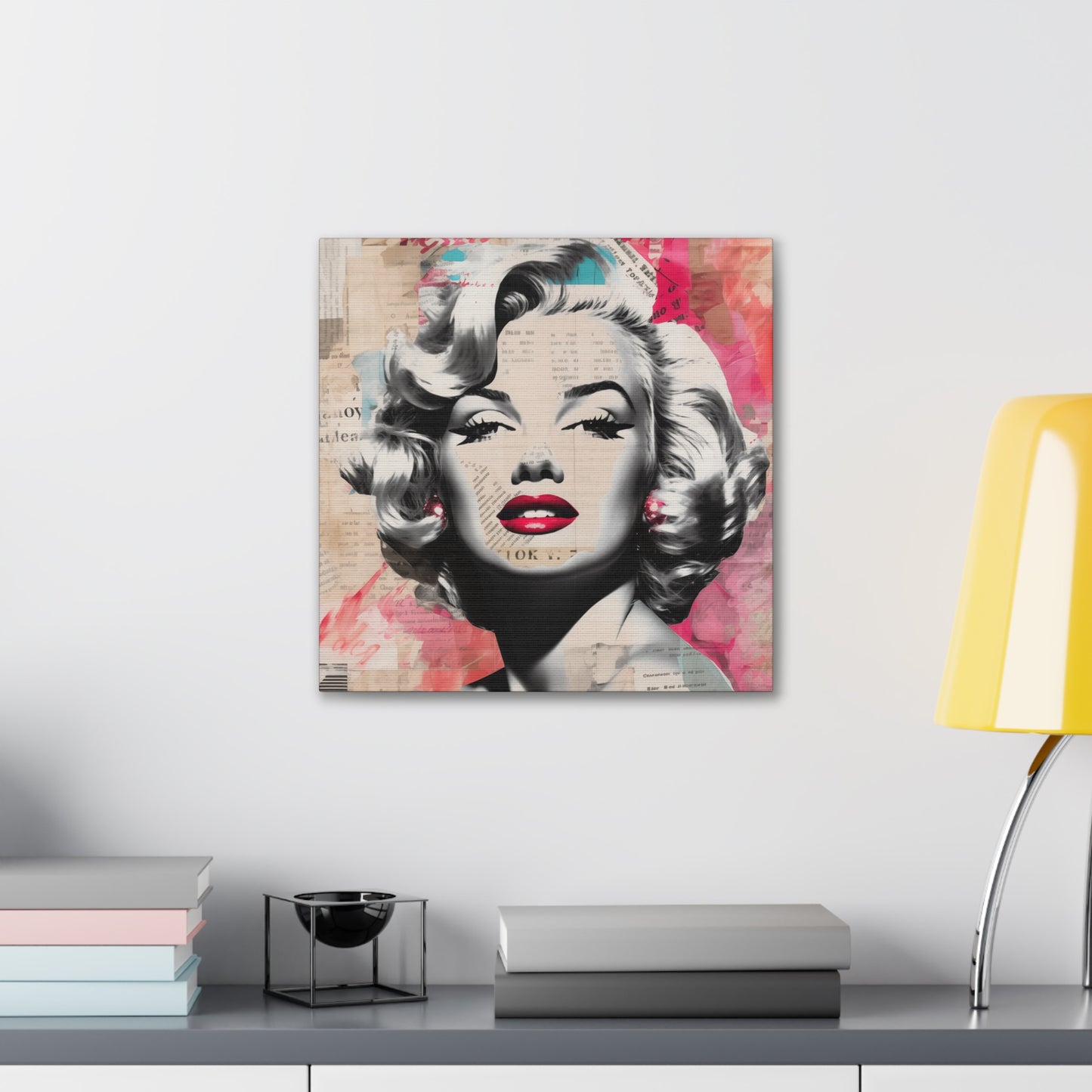 Canvas Wall Art, Gallery Wrapped Pop Art, Celebrity Wall Art – Marilyn Monroe - Newsprint