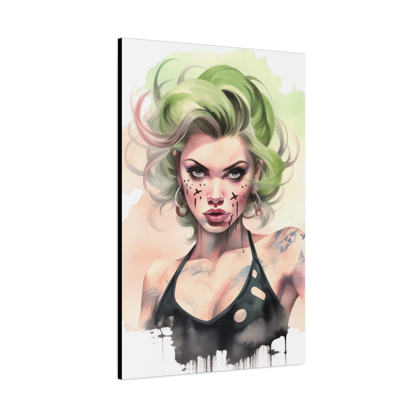Gallery Wrapped Canvas, Edgy Tattooed Beauty, Urban Pop Art Canvas – Ivy