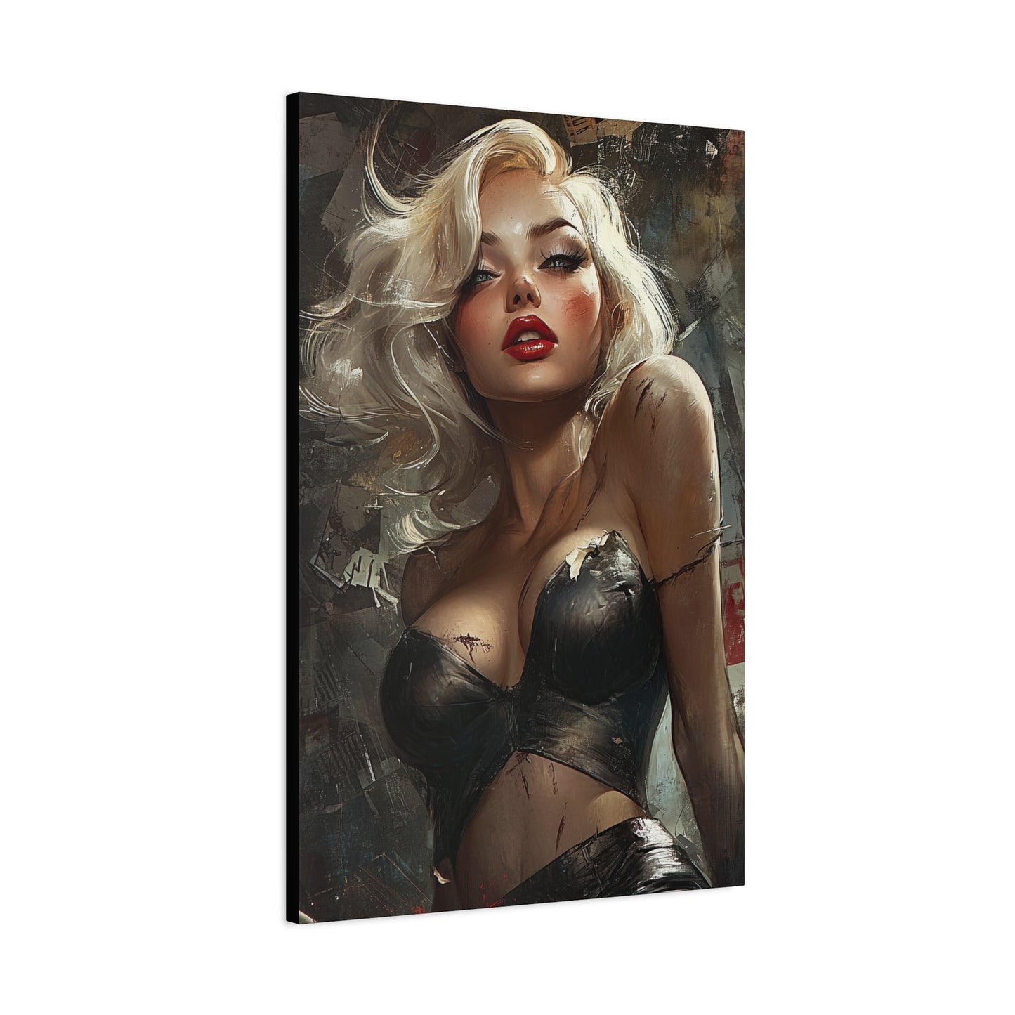 Gallery Wrapped Canvas, Guilt and Grit Adult Art Canvas, Erotic Pinup Art Canvas – Noelle