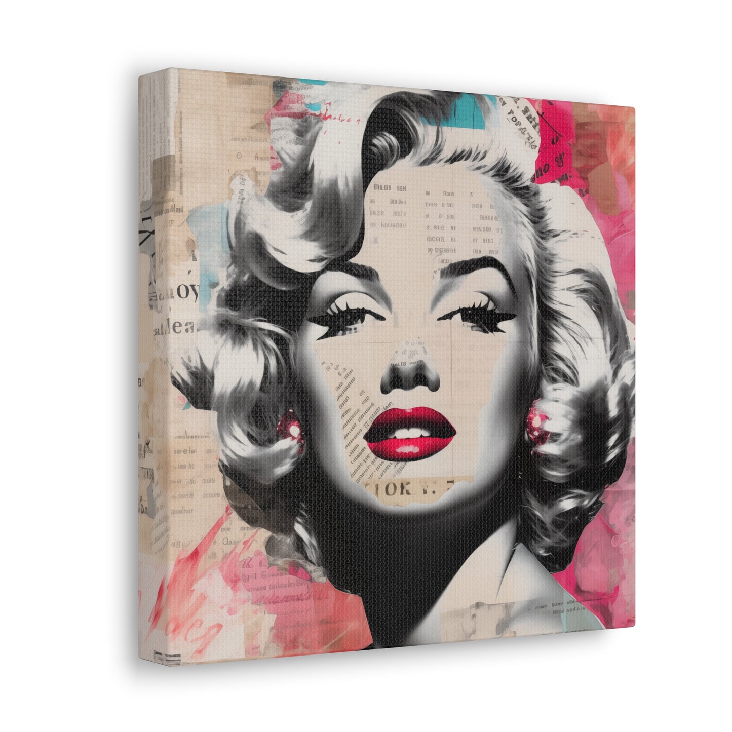 Canvas Wall Art, Gallery Wrapped Pop Art, Celebrity Wall Art – Marilyn Monroe - Newsprint