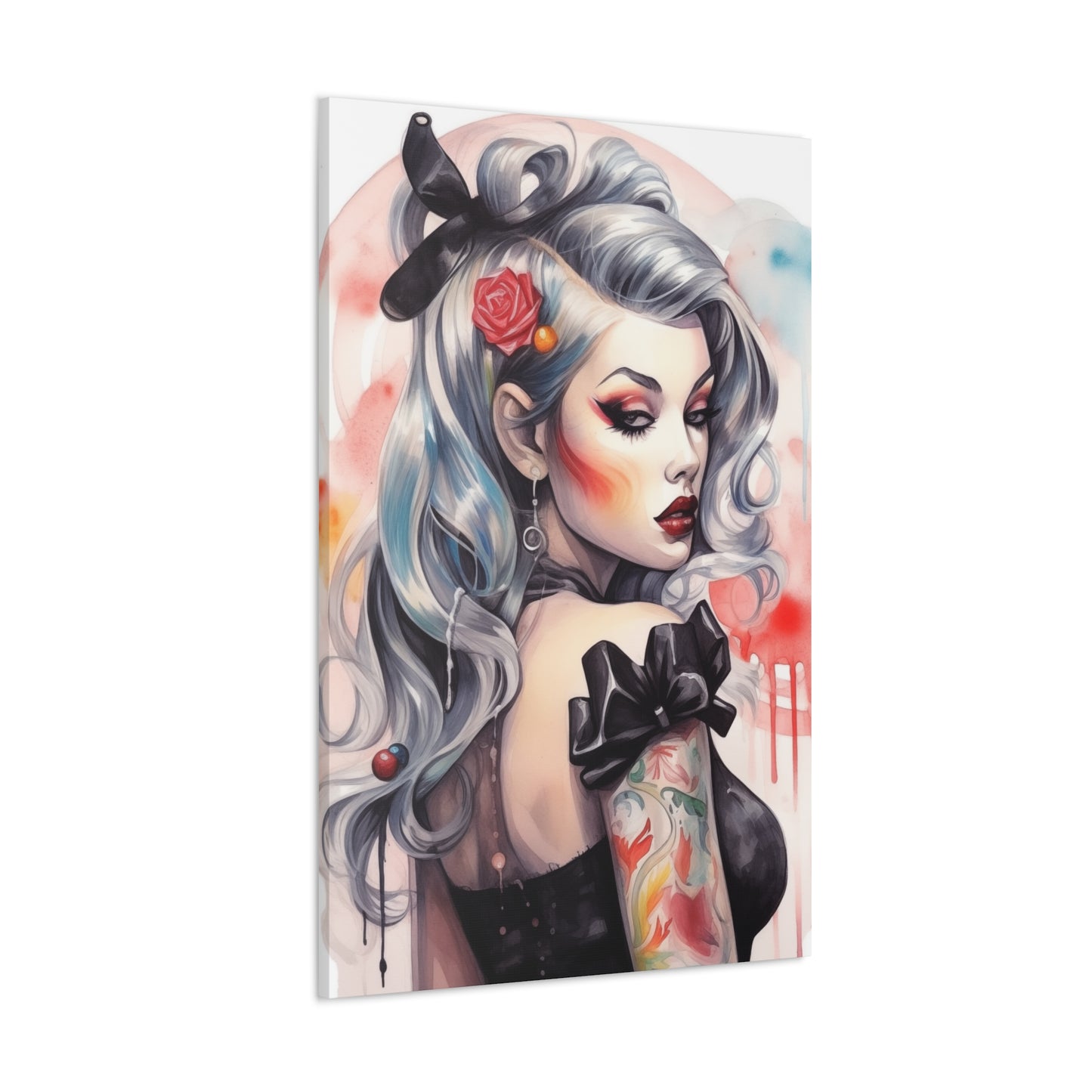 Gallery Wrapped Canvas, Edgy Tattooed Beauty, Urban Pop Art Canvas – Sabella