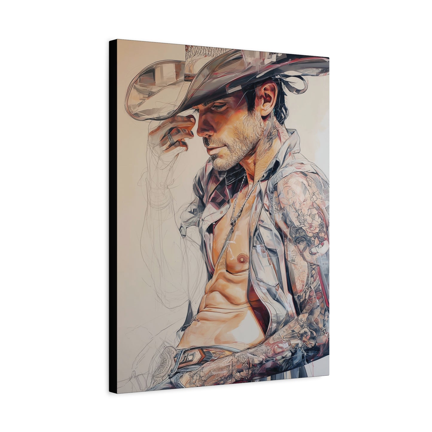Gallery Wrapped Canvas, Wranglers and Wreckage Art Canvas, Erotic Pinup Art Canvas – Huck
