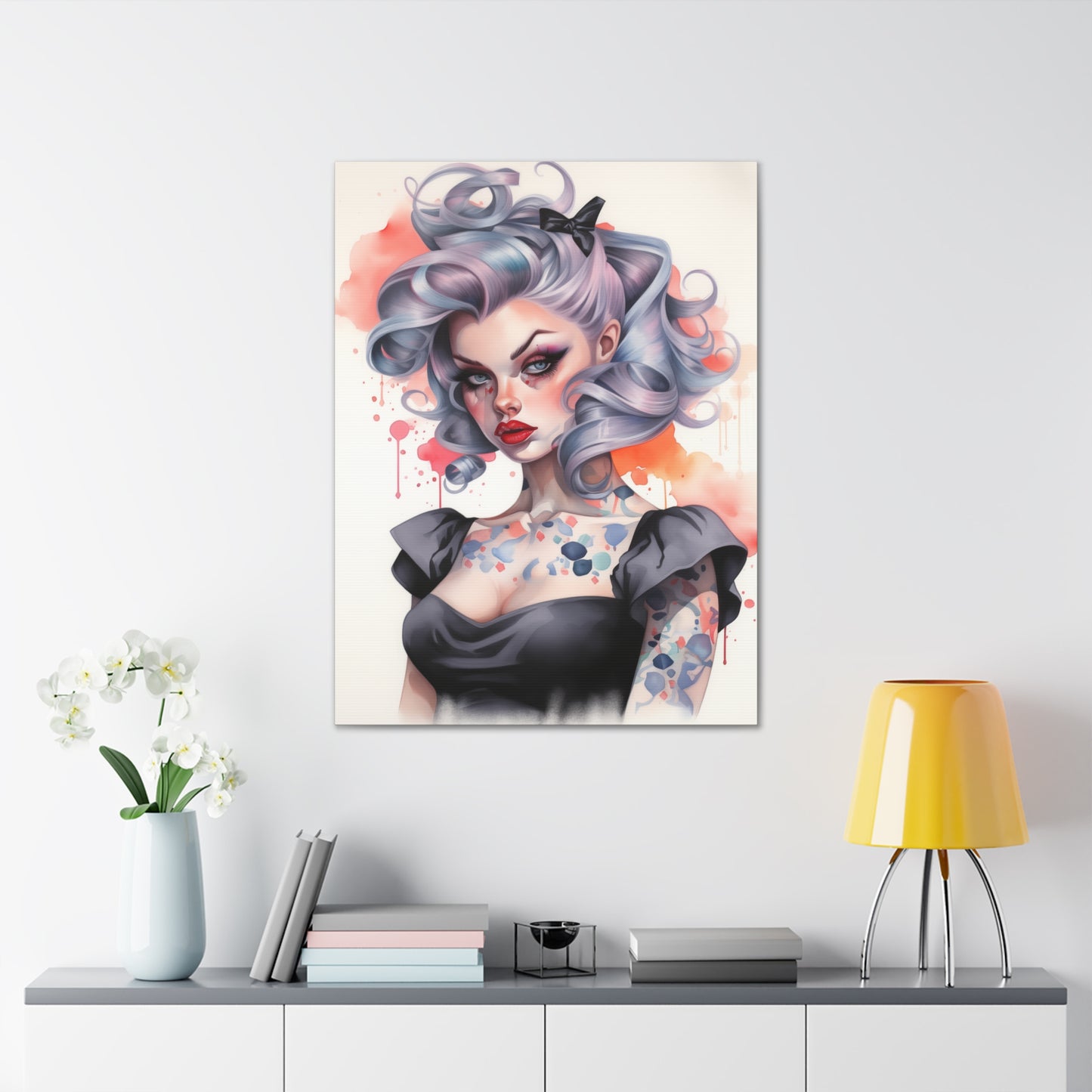Gallery Wrapped Canvas, Edgy Tattooed Beauty, Urban Pop Art Canvas – Noelle