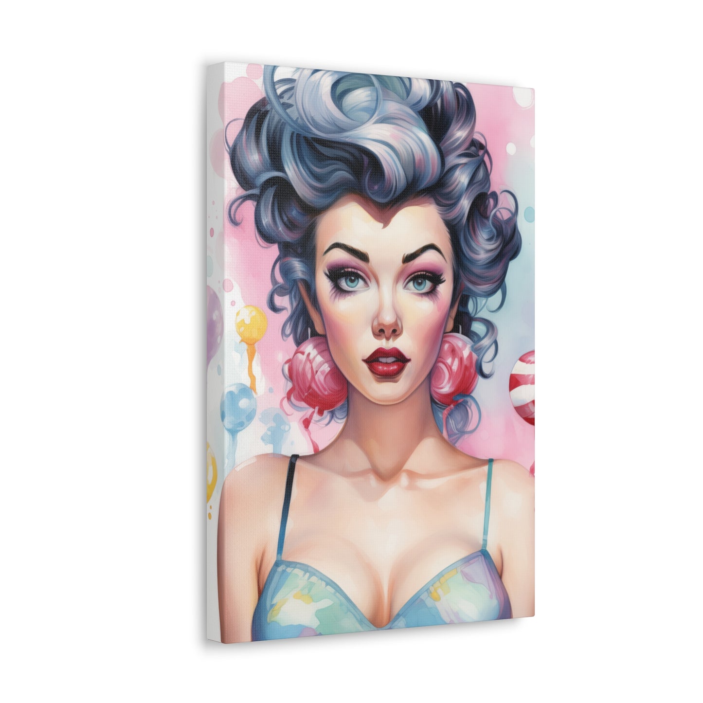 Canvas Gallery Wrapped High-Fashion Wall Art, Stylish Decor, Retro Femme Doll Pop Art – Poppy