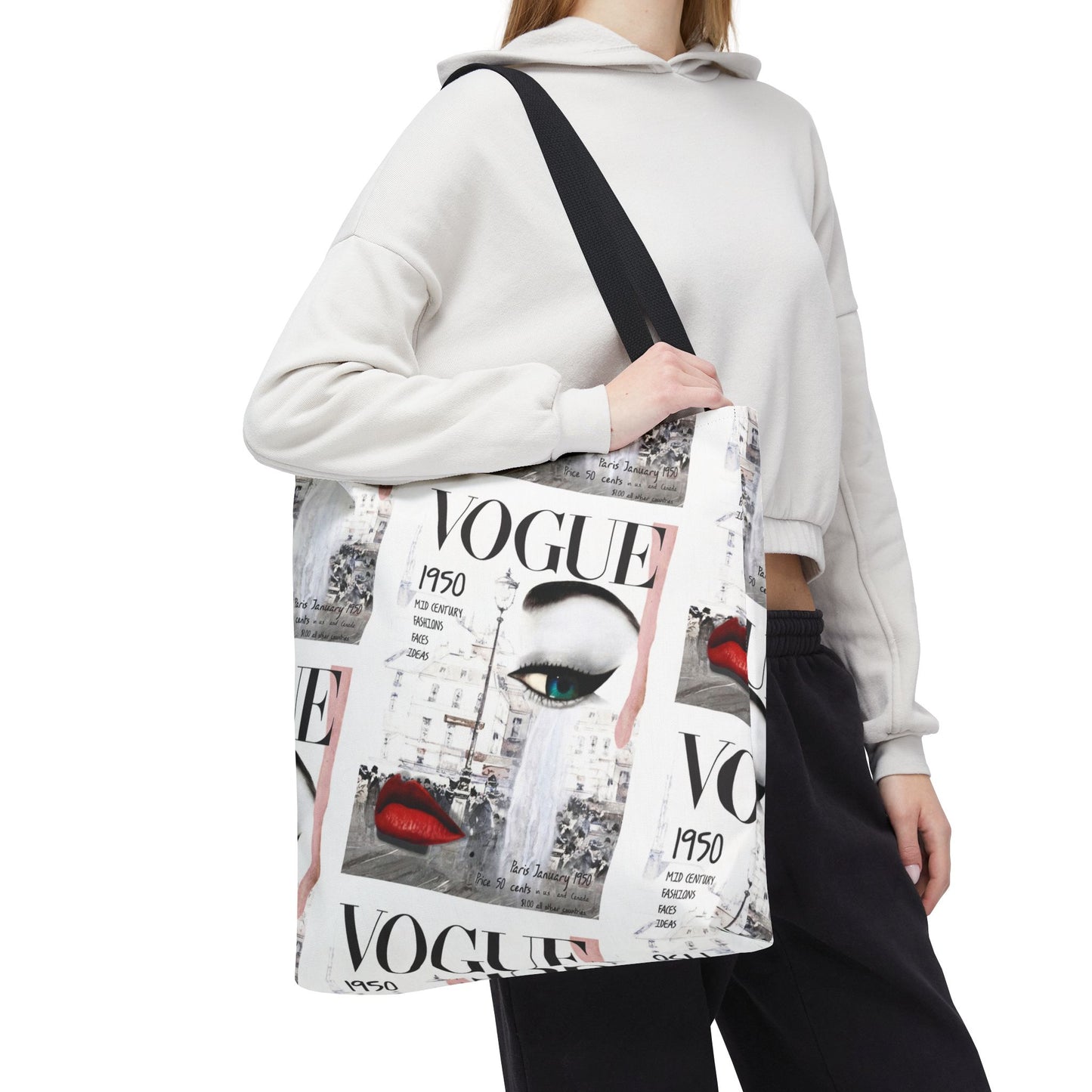 1950 Fashion Face Tote Bag, Utility Tote - VOGUE Tote - Fashion Tote