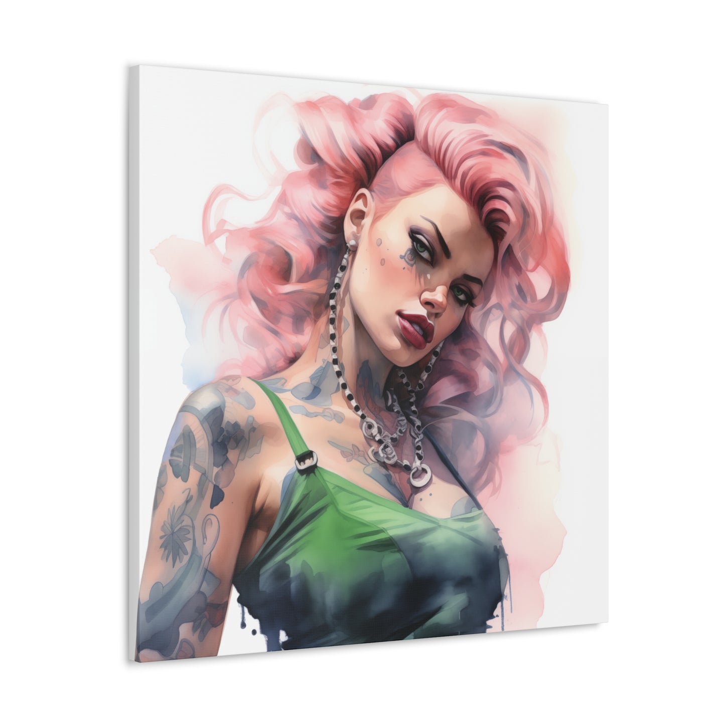 Gallery Wrapped Canvas, Edgy Tattooed Beauty, Urban Pop Art Canvas – Colette