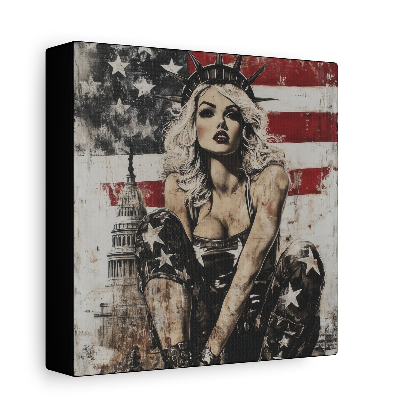 Gallery Wrapped Canvas, American Nonsense Art Canvas, Political Pinup Art Canvas – Kimberly
