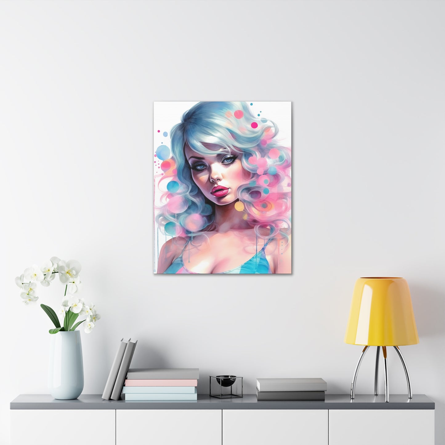 Canvas Gallery Wrapped High-Fashion Wall Art, Stylish Decor, Retro Femme Doll Pop Art – Sylvie