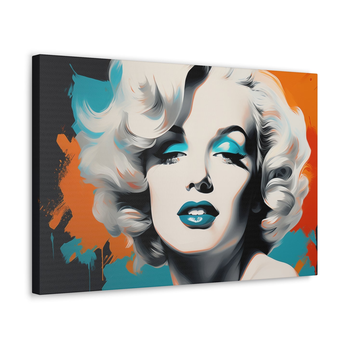 Canvas Wall Art, Gallery Wrapped Pop Art, Celebrity Wall Art – Marilyn Monroe - Orange and Teal