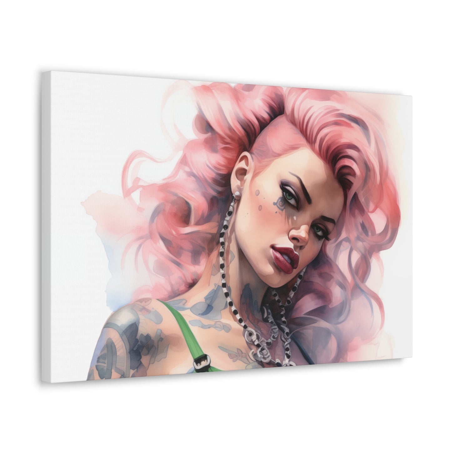 Gallery Wrapped Canvas, Edgy Tattooed Beauty, Urban Pop Art Canvas – Colette