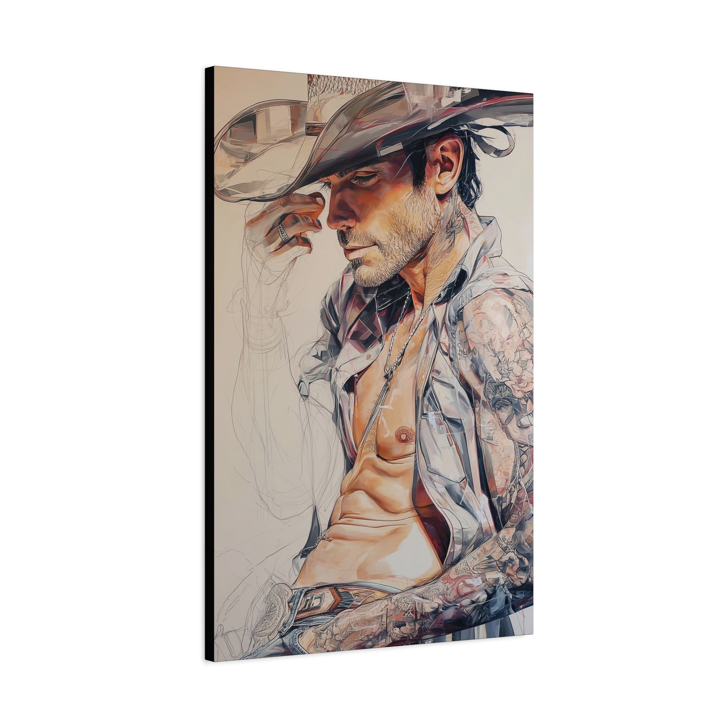 Gallery Wrapped Canvas, Wranglers and Wreckage Art Canvas, Erotic Pinup Art Canvas – Huck