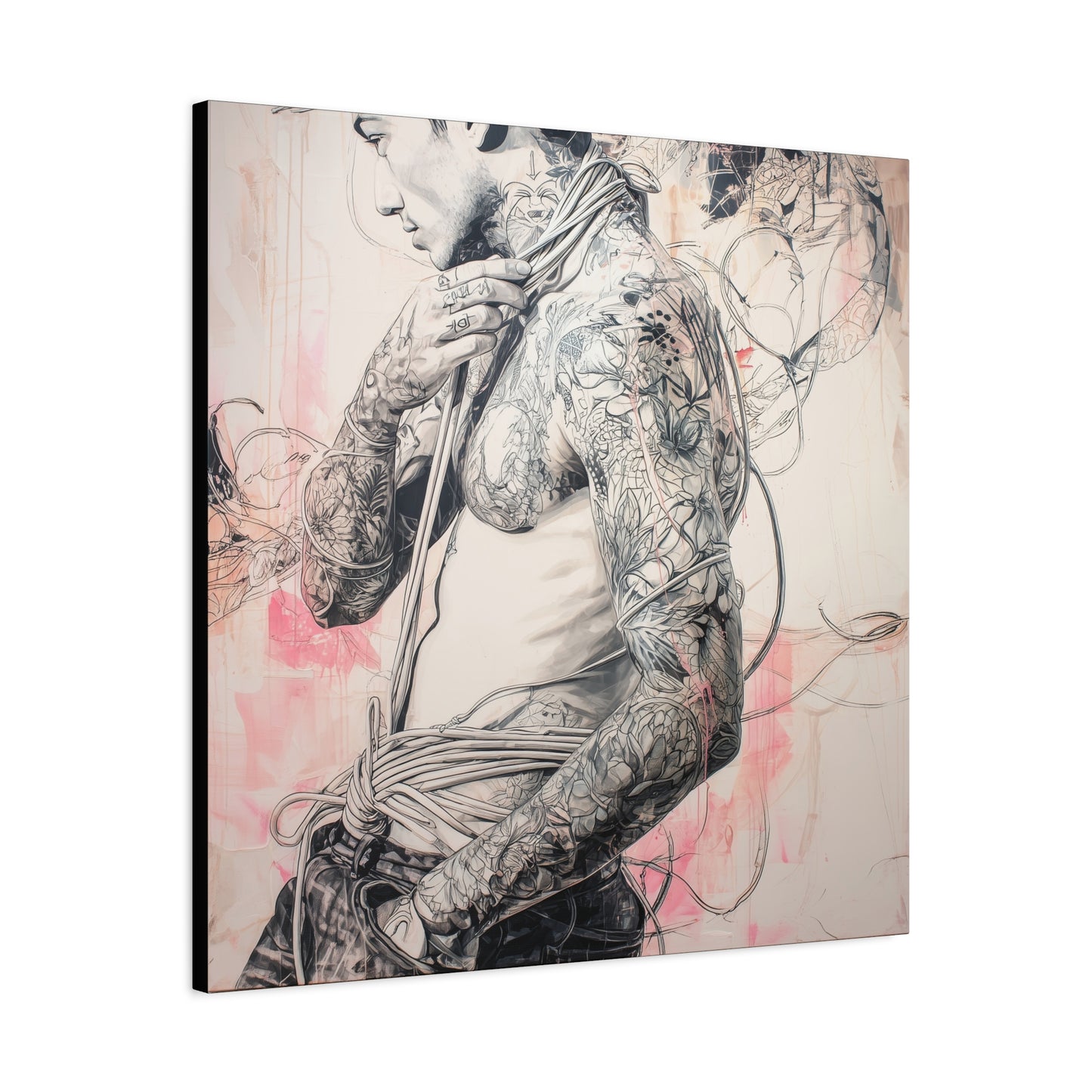 Gallery Wrapped Canvas, Ropes and Reverence Art Canvas, Erotic Shibari Art Canvas – Asher
