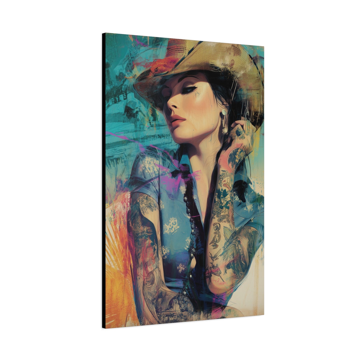 Gallery Wrapped Canvas, Wranglers and Wreckage Art Canvas, Erotic Pinup Art Canvas – Sierra