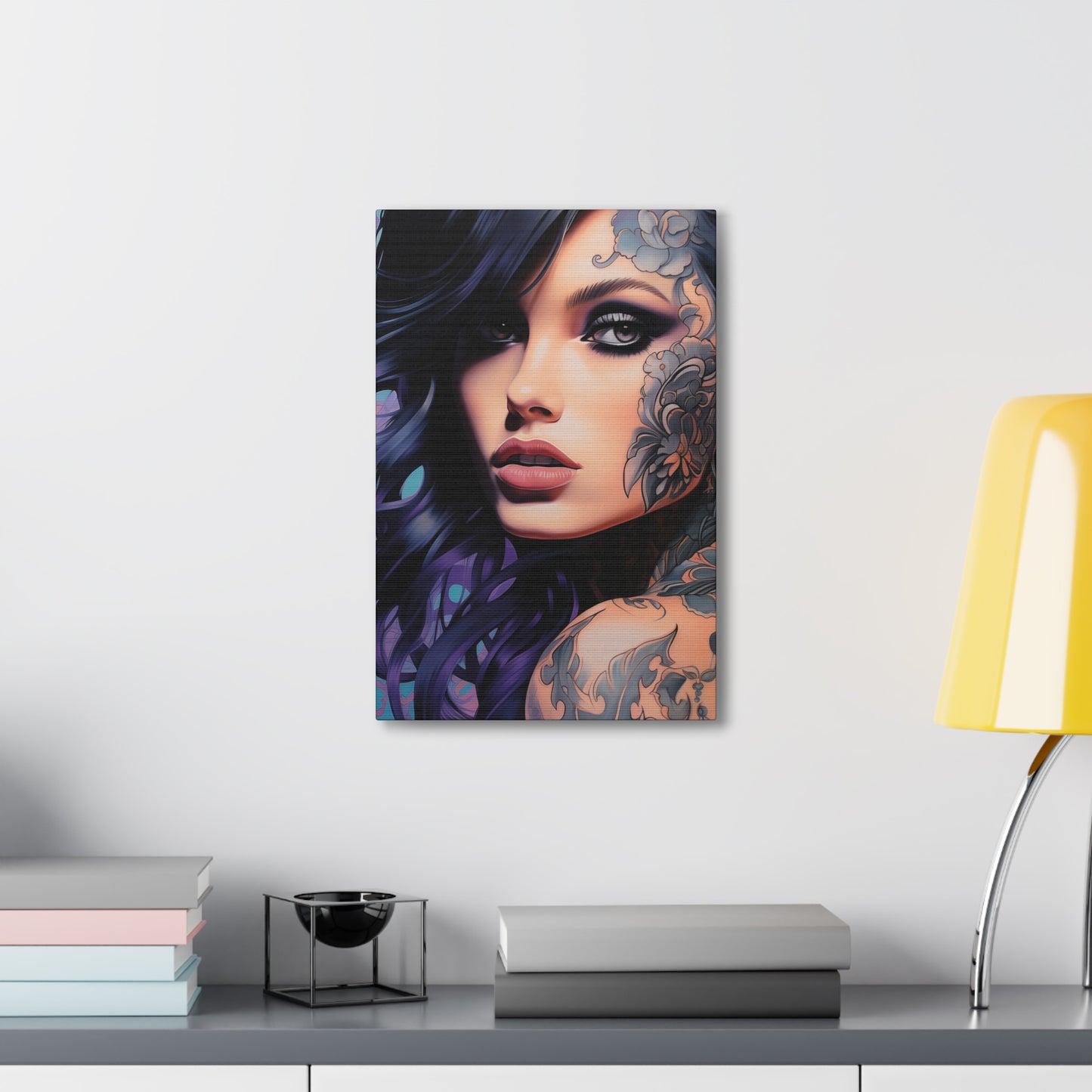 Gallery Wrapped Canvas, Edgy Tattooed Beauty, Urban Pop Art Canvas – Dominique