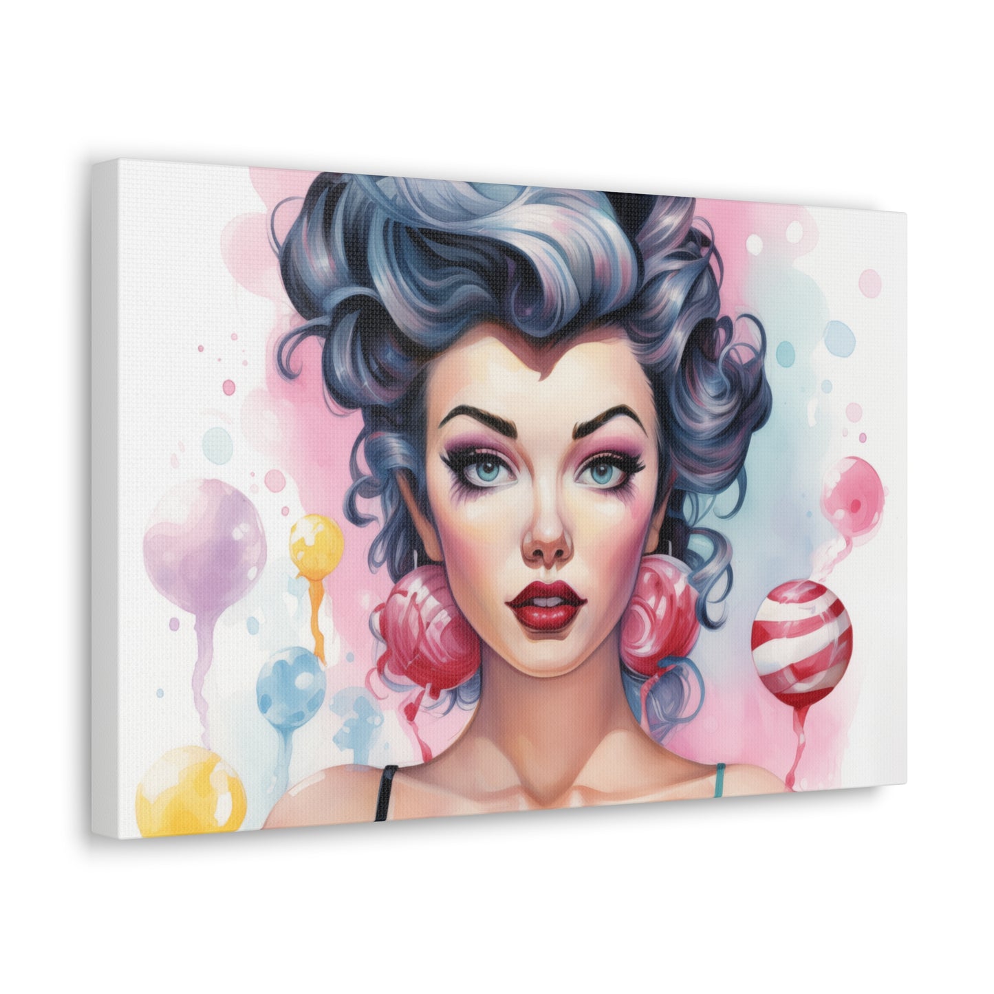 Canvas Gallery Wrapped High-Fashion Wall Art, Stylish Decor, Retro Femme Doll Pop Art – Poppy