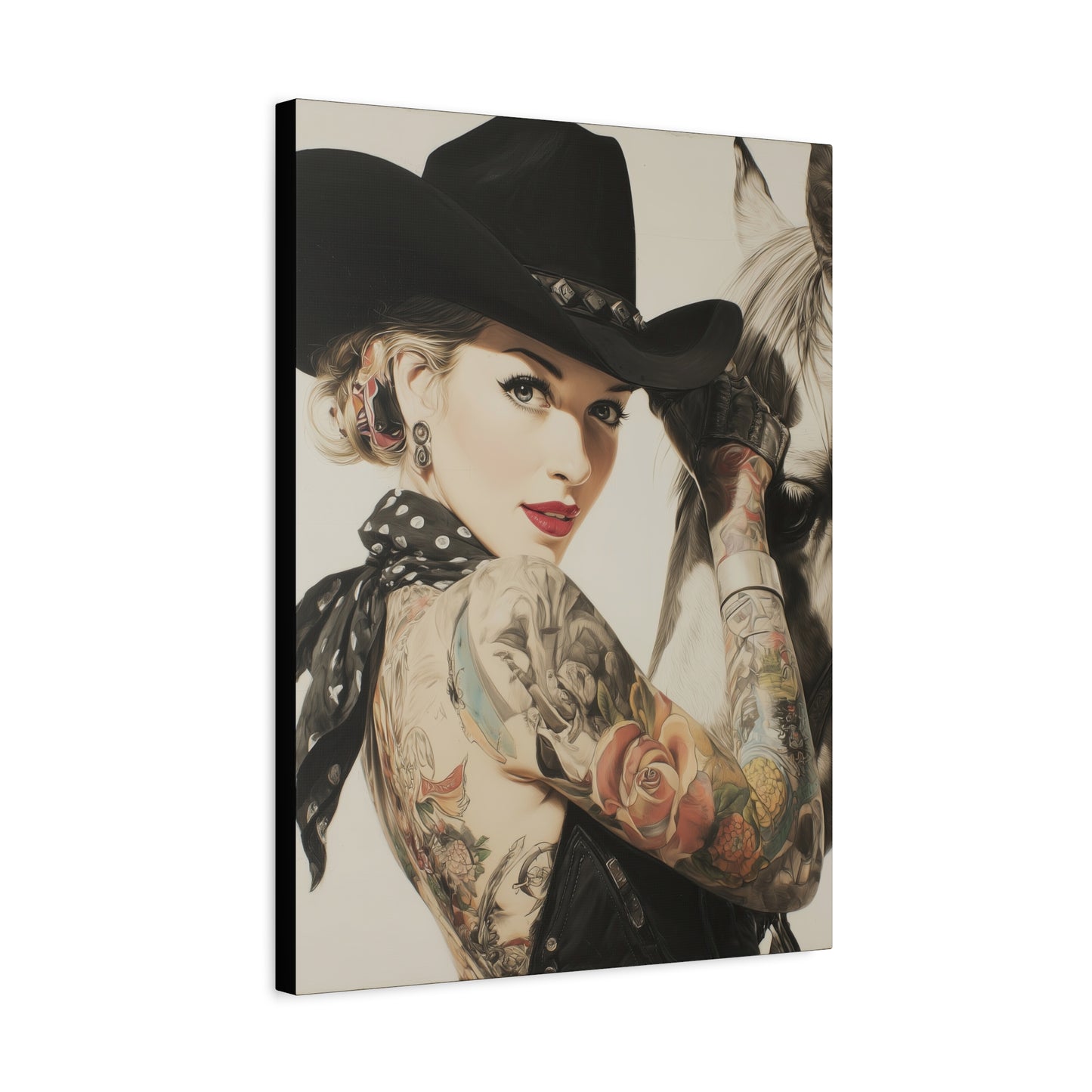 Gallery Wrapped Canvas, Wranglers and Wreckage Art Canvas, Erotic Pinup Art Canvas – Dottie