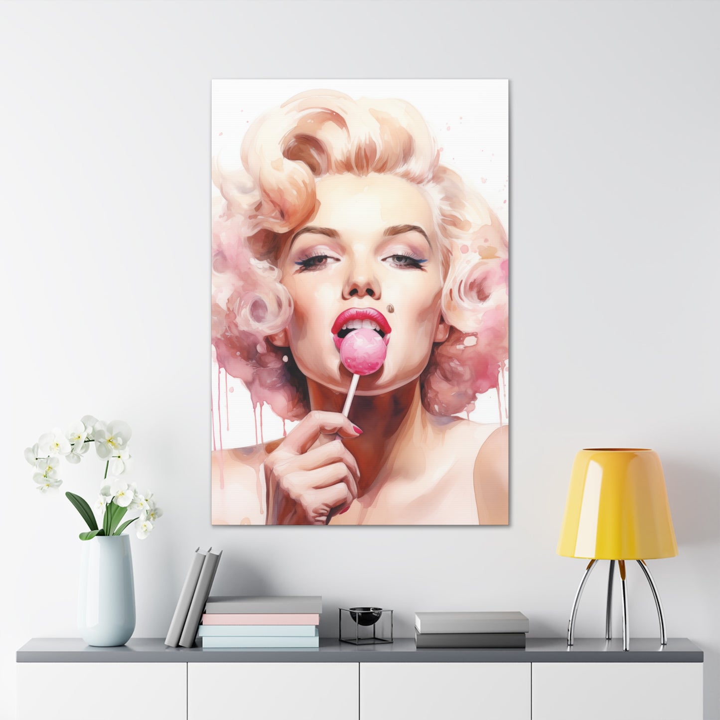 Canvas Wall Art, Gallery Wrapped Pop Art, Celebrity Wall Art – Marilyn Monroe - Lollipop