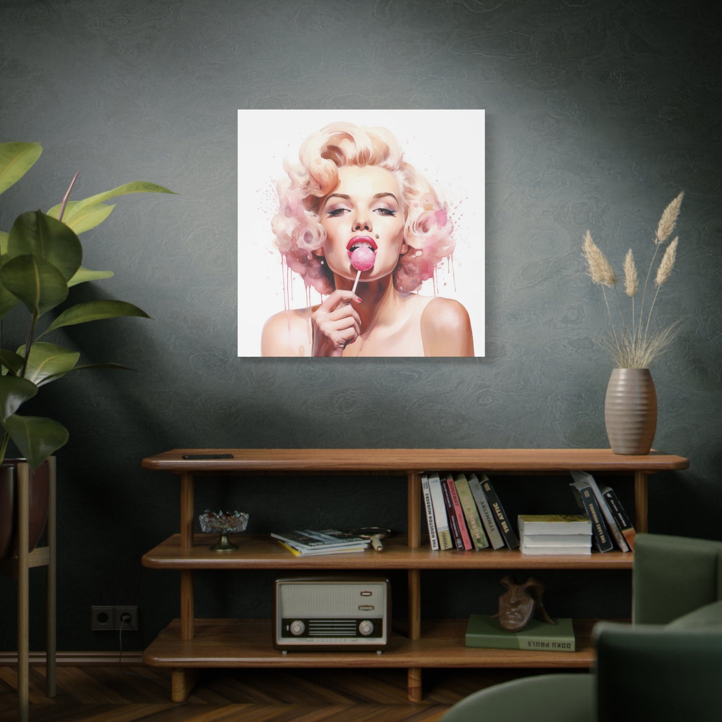 Canvas Wall Art, Gallery Wrapped Pop Art, Celebrity Wall Art – Marilyn Monroe - Lollipop