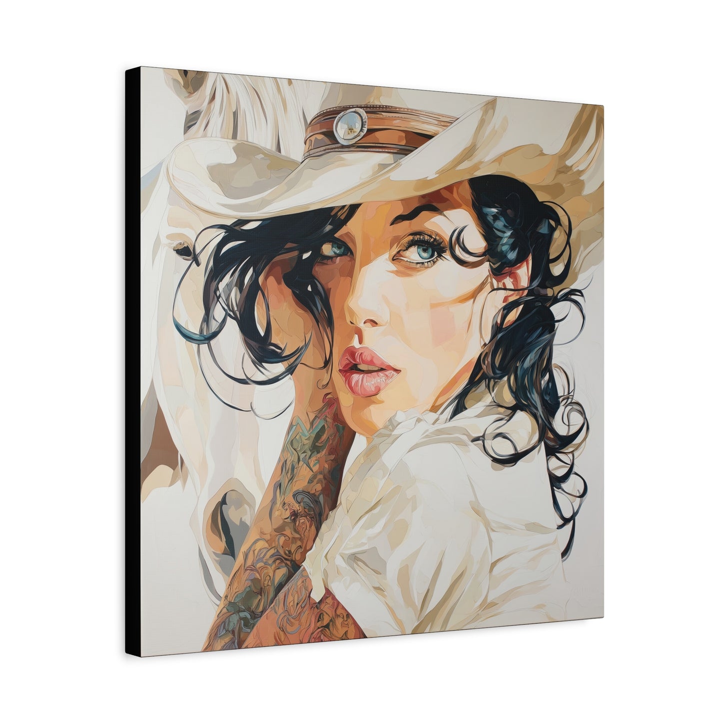Gallery Wrapped Canvas, Wranglers and Wreckage Art Canvas, Erotic Pinup Art Canvas – Lacey