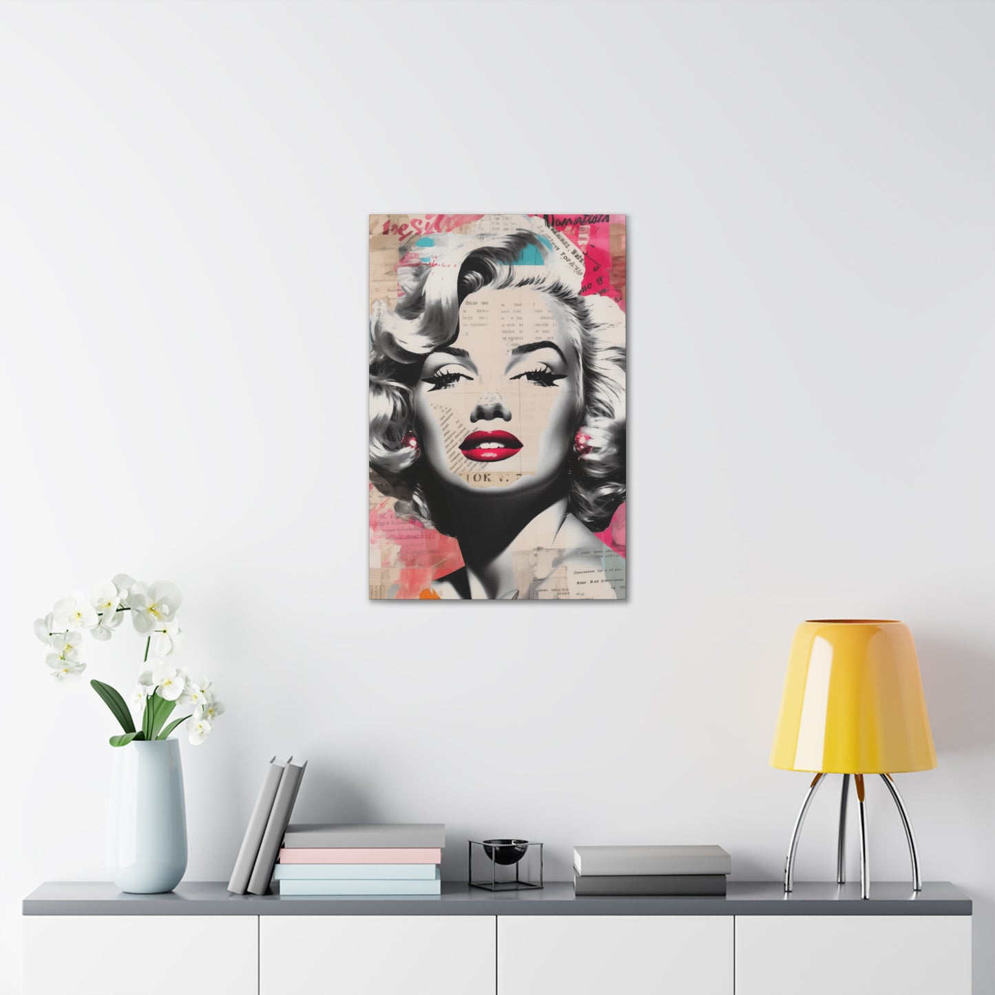 Canvas Wall Art, Gallery Wrapped Pop Art, Celebrity Wall Art – Marilyn Monroe - Newsprint