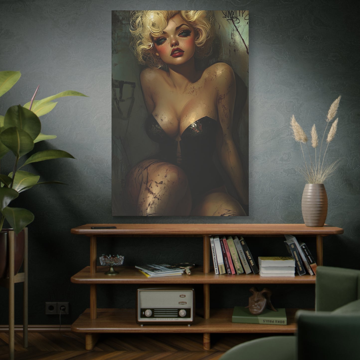 Gallery Wrapped Canvas, Guilt and Grit Adult Art Canvas, Erotic Pinup Art Canvas – Naomi