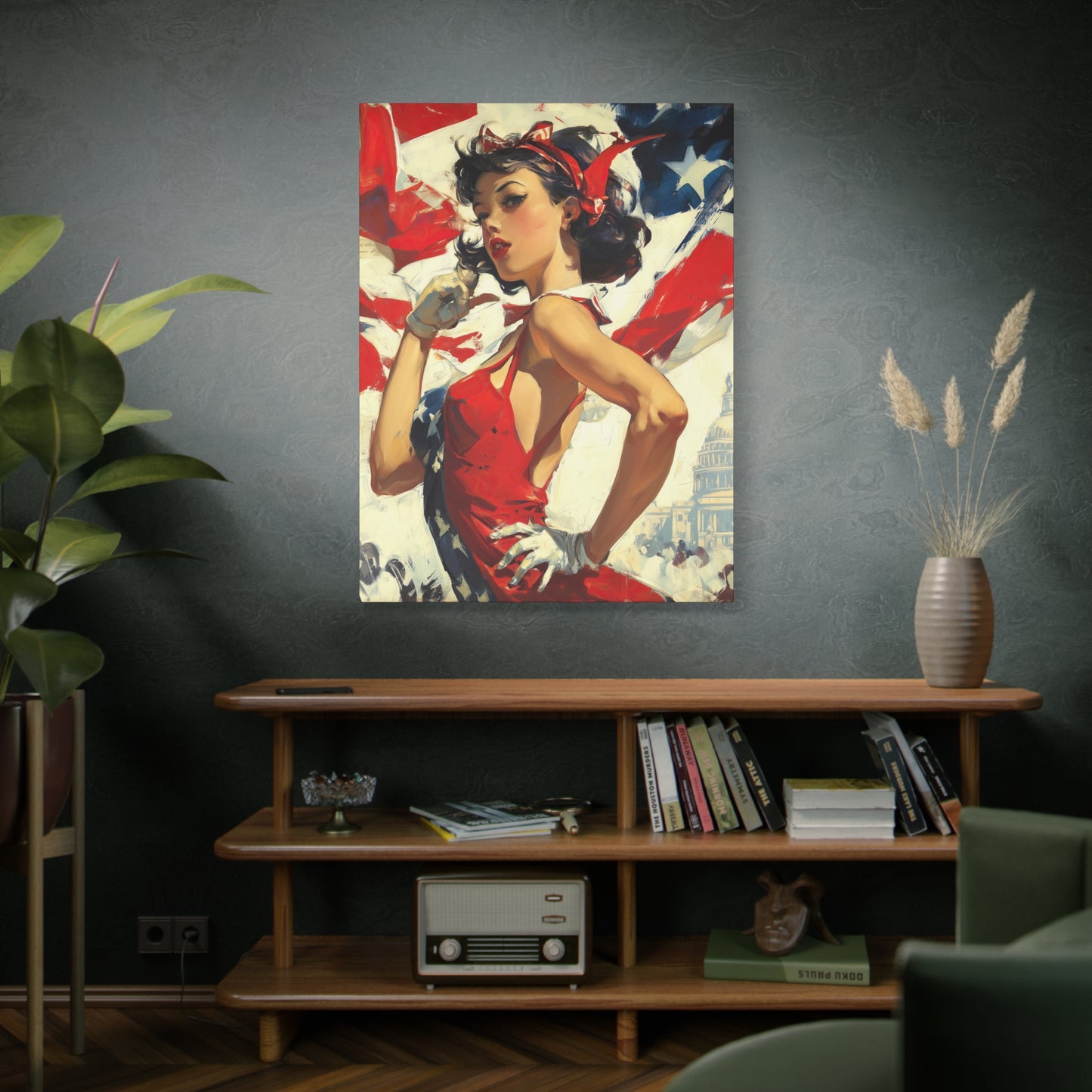Gallery Wrapped Canvas, American Nonsense Art Canvas, Political Pinup Art Canvas - Mindy