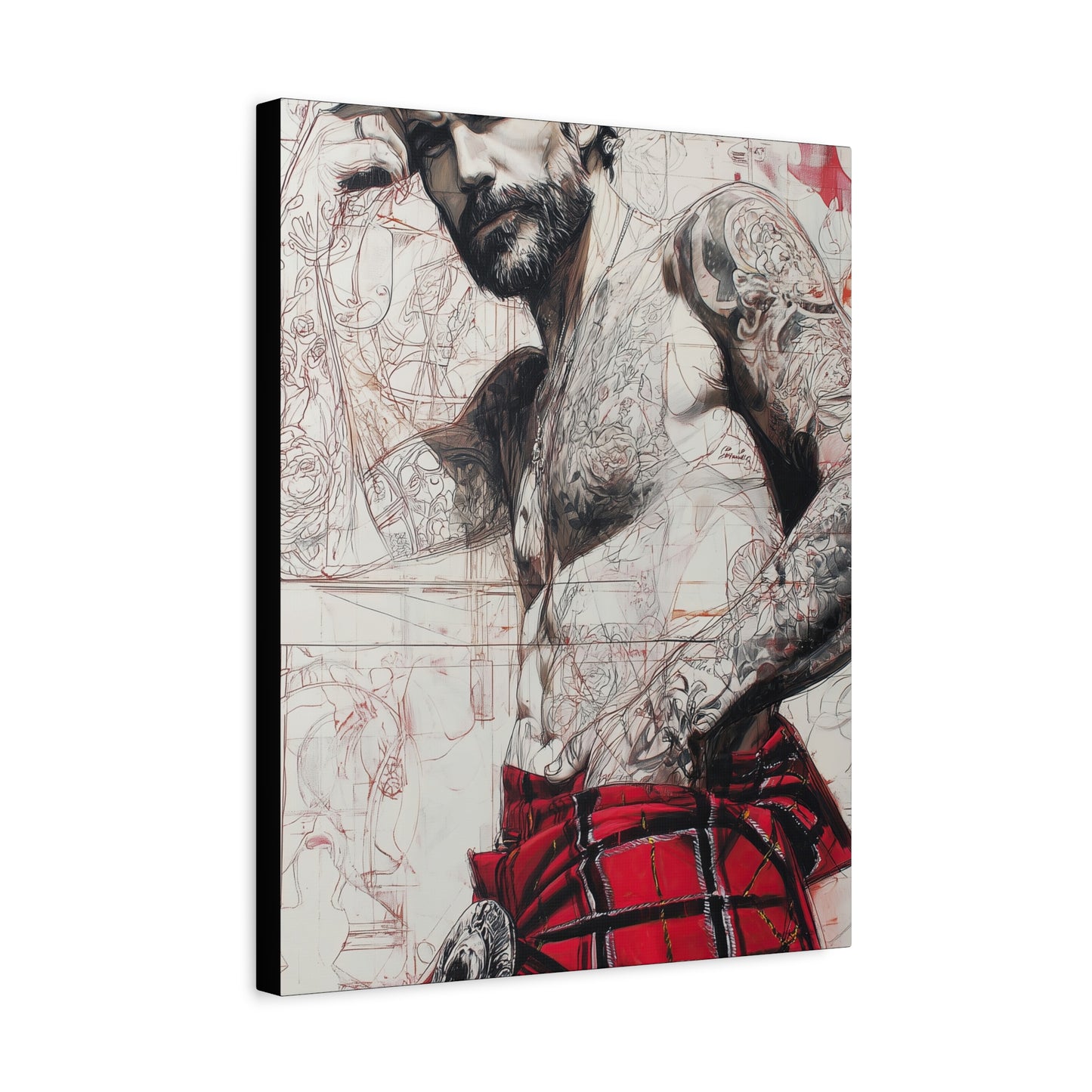 Gallery Wrapped Canvas, Kilts and Carnage Art Canvas, Erotic Pinup Art Canvas – Cormac