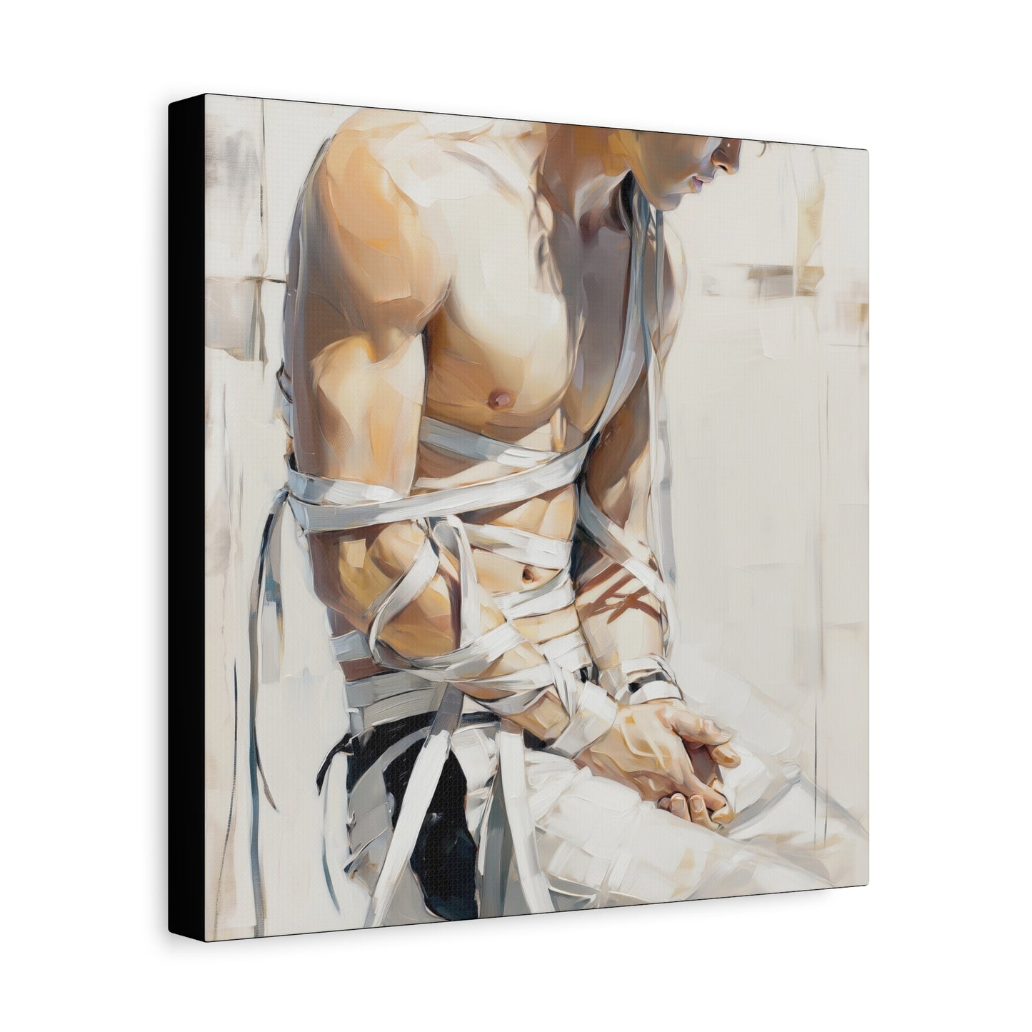 Gallery Wrapped Canvas, Ropes and Reverence Art Canvas, Erotic Shibari Art Canvas – Kenji