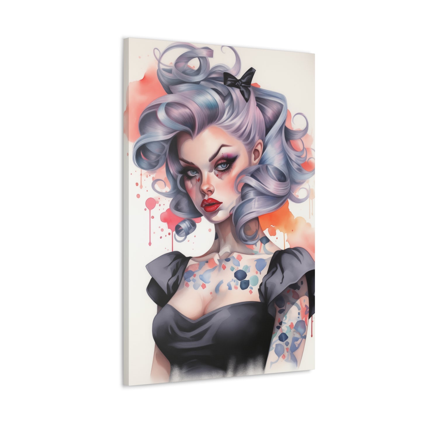 Gallery Wrapped Canvas, Edgy Tattooed Beauty, Urban Pop Art Canvas – Noelle