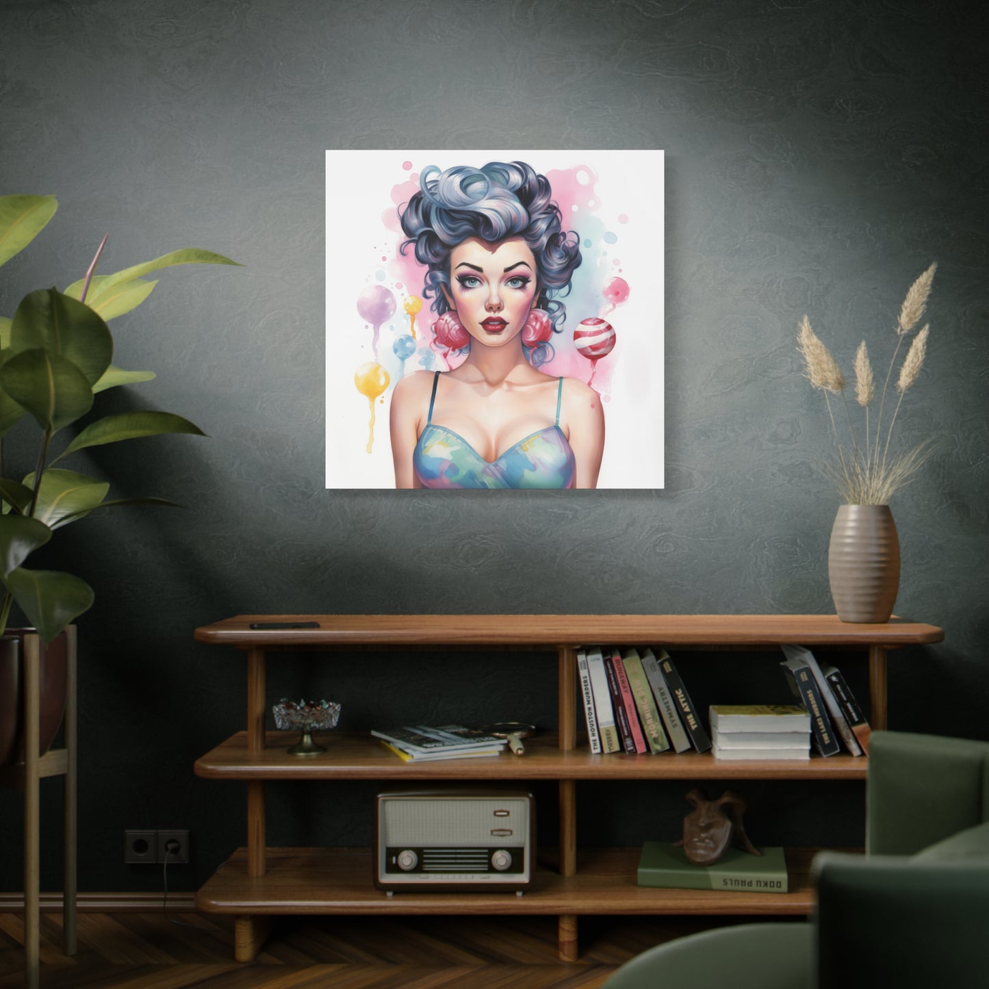 Canvas Gallery Wrapped High-Fashion Wall Art, Stylish Decor, Retro Femme Doll Pop Art – Poppy