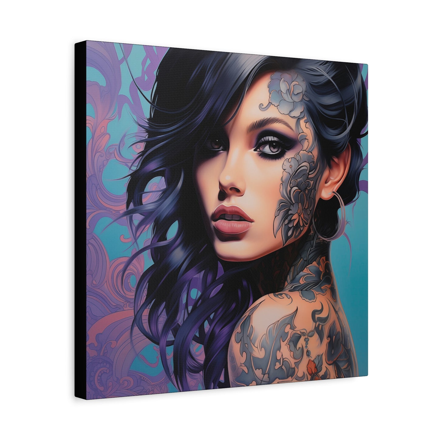 Gallery Wrapped Canvas, Edgy Tattooed Beauty, Urban Pop Art Canvas – Dominique