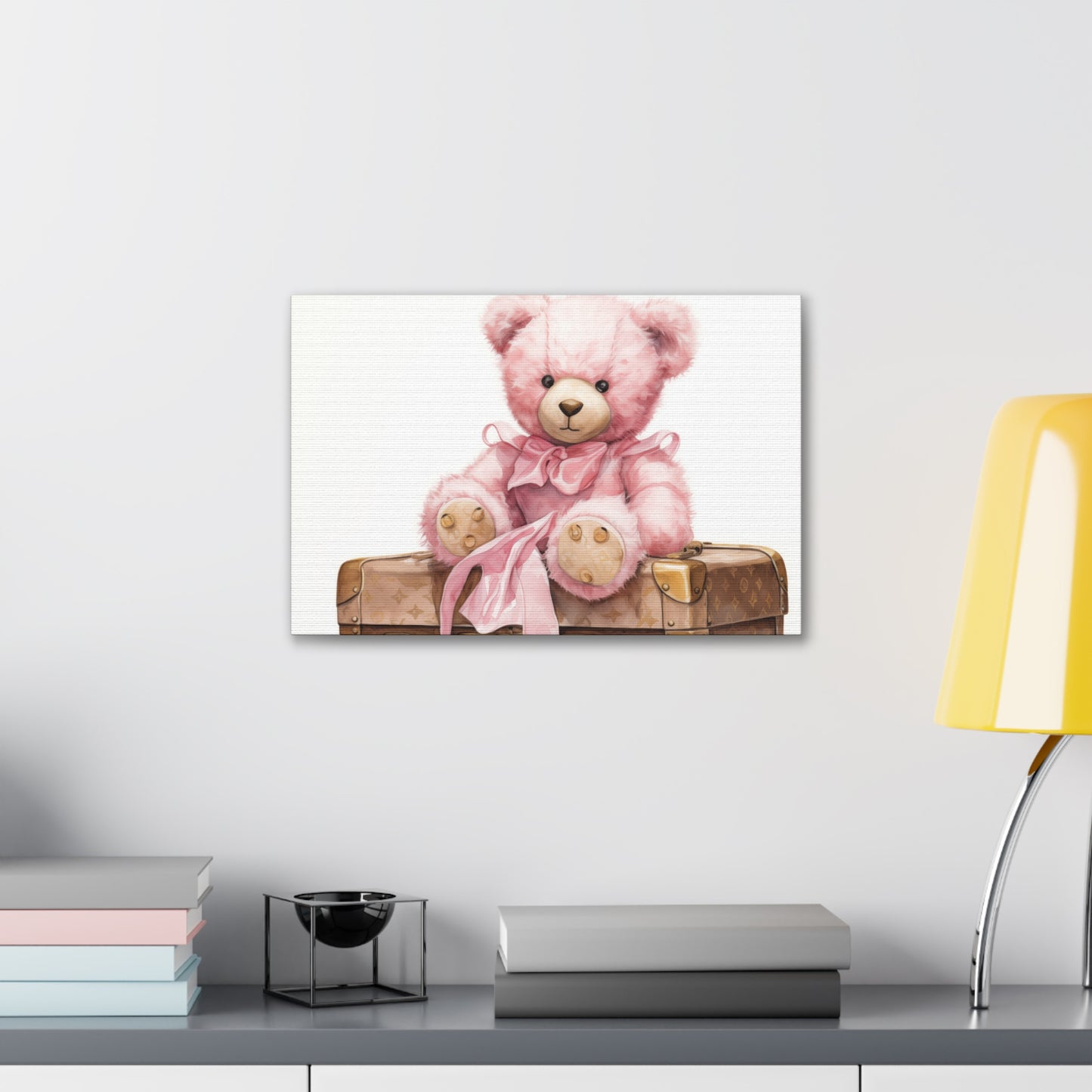 Canvas Gallery Wrap - LV Bear Wall Art - Gold Buttons