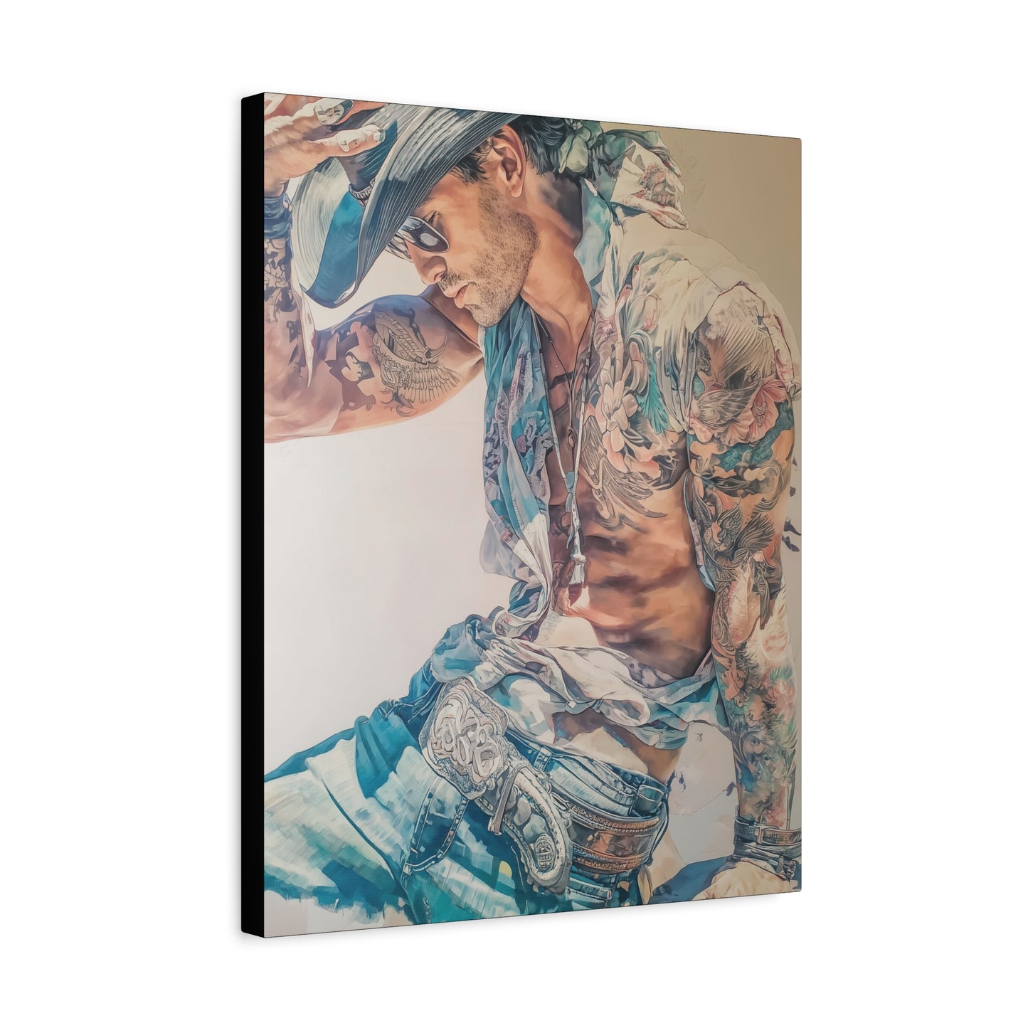 Gallery Wrapped Canvas, Wranglers and Wreckage Art Canvas, Erotic Pinup Art Canvas – Beau