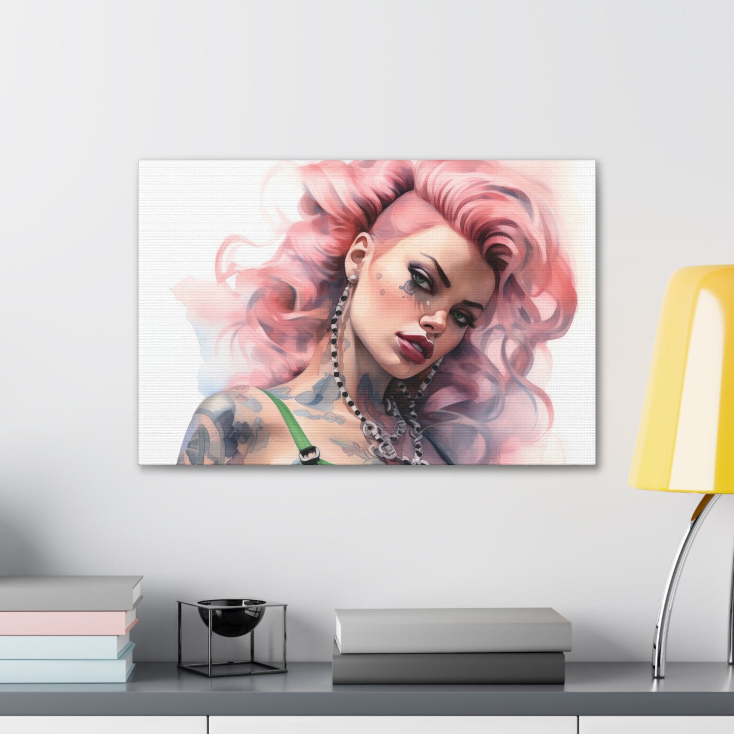 Gallery Wrapped Canvas, Edgy Tattooed Beauty, Urban Pop Art Canvas – Colette