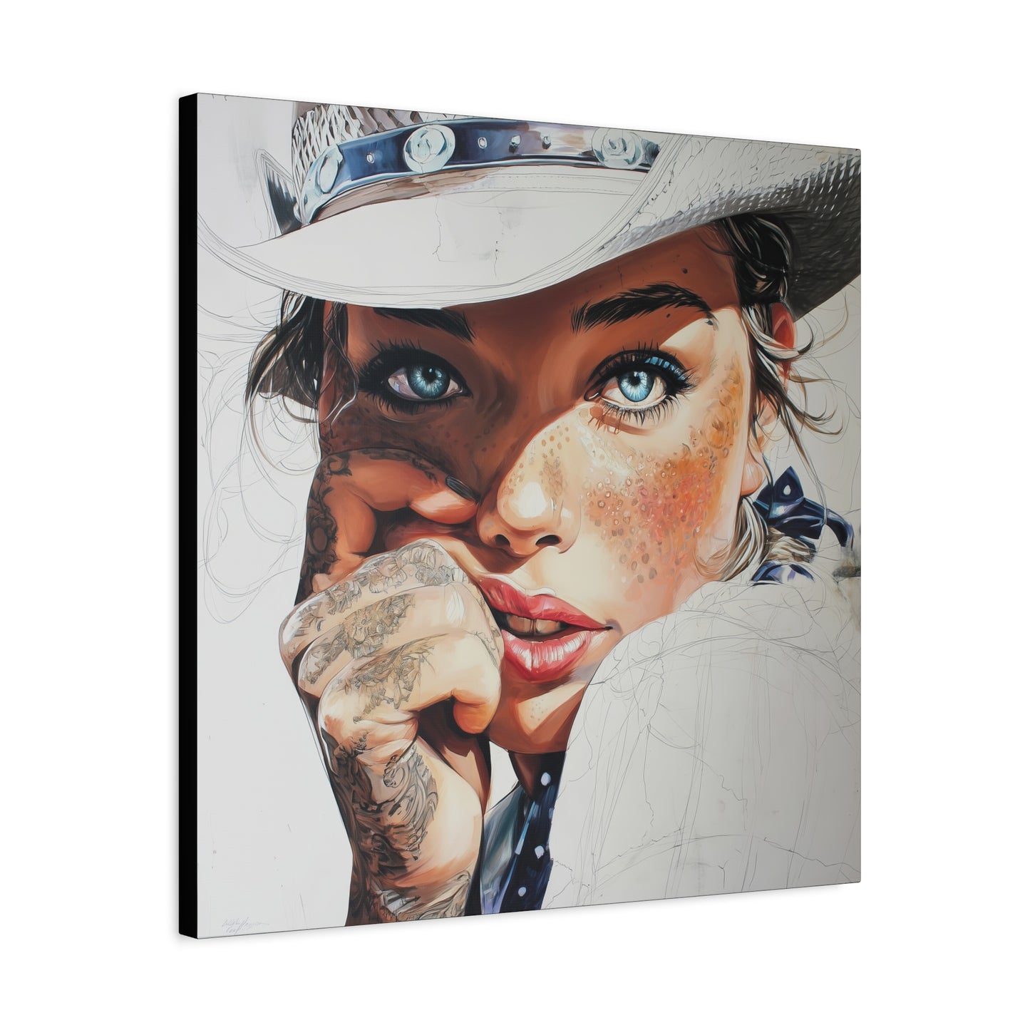 Gallery Wrapped Canvas, Wranglers and Wreckage Art Canvas, Erotic Pinup Art Canvas – Fallon