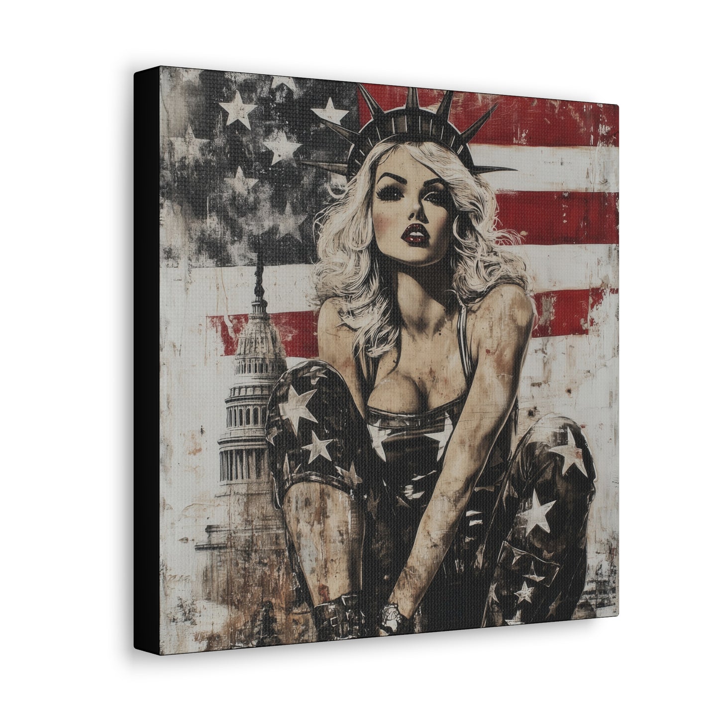 Gallery Wrapped Canvas, Liberty and Lace Art Canvas, Patriotic Art Canvas – Kimberly