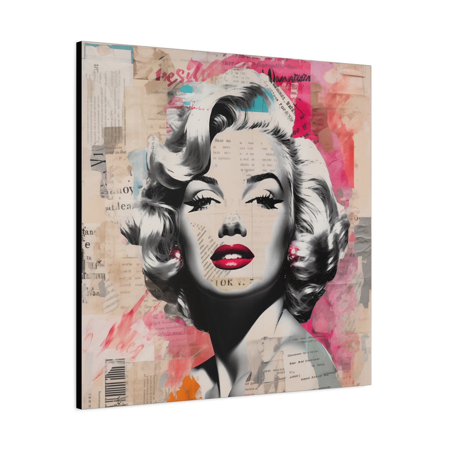 Canvas Wall Art, Gallery Wrapped Pop Art, Celebrity Wall Art – Marilyn Monroe - Newsprint