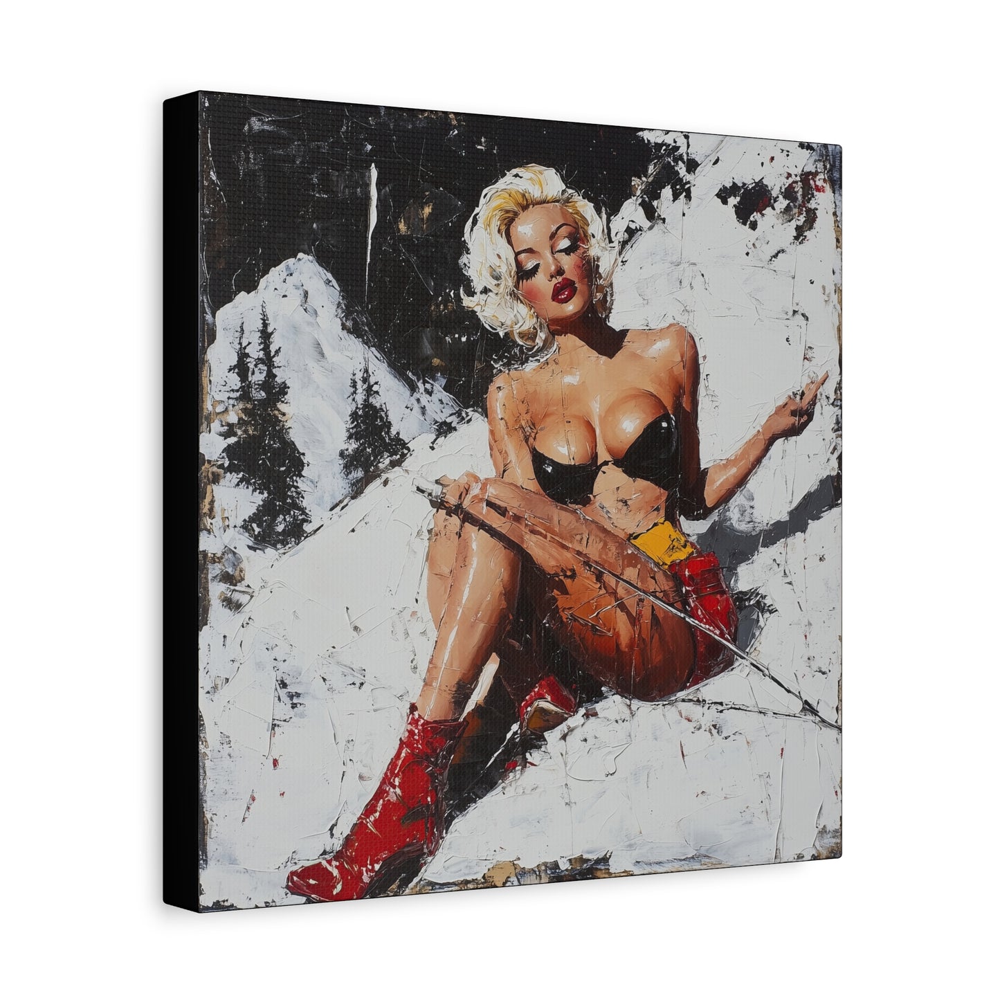 Gallery Wrapped Canvas, Guilt and Grit Adult Art Canvas, Erotic Pinup Art Canvas – Scarlett