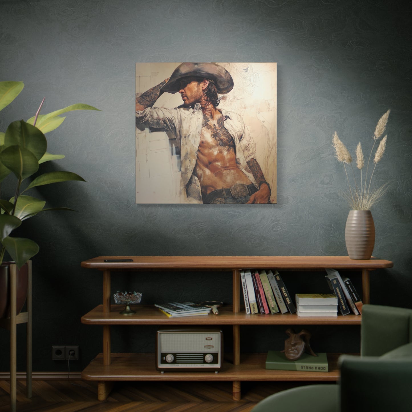 Gallery Wrapped Canvas, Wranglers and Wreckage Art Canvas, Erotic Pinup Art Canvas – Wyatt