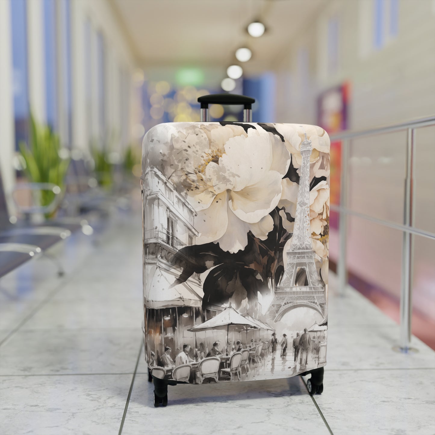 Luggage Cover - Paris, France, Eiffel Tower Cafe