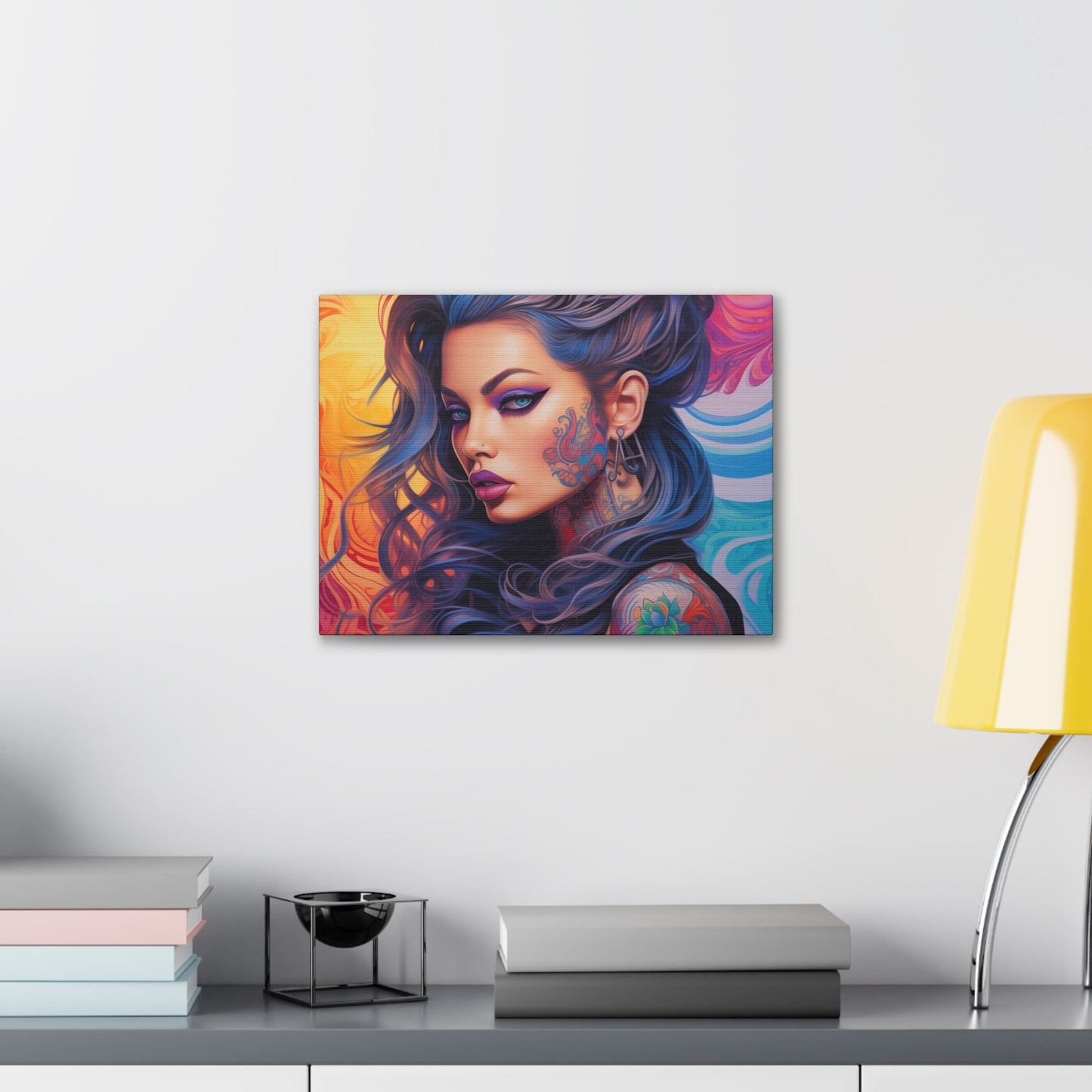 Gallery Wrapped Canvas, Edgy Tattooed Beauty, Urban Pop Art Canvas – Faye