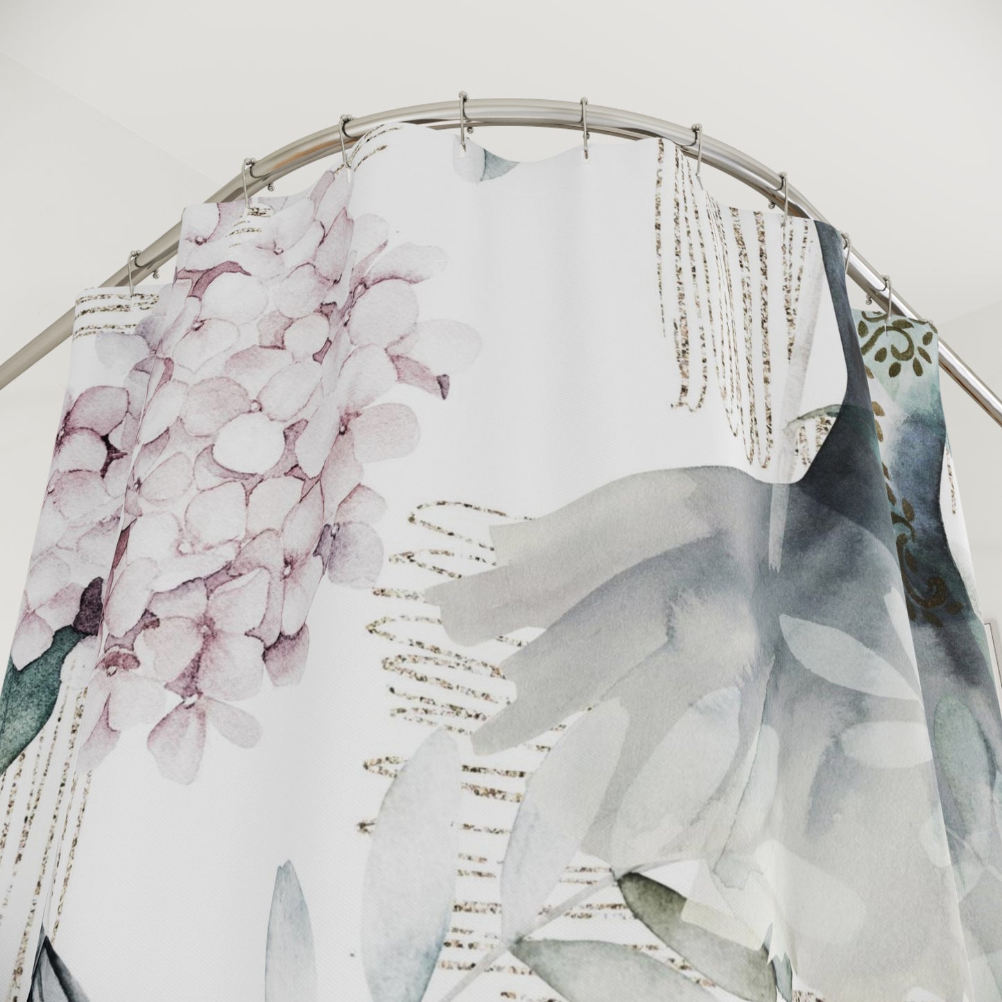 Ballet Shower Curtain - Personalized Shower Curtain - Ballet Slippers Pink Hydrangea Fashion Bathroom Curtain