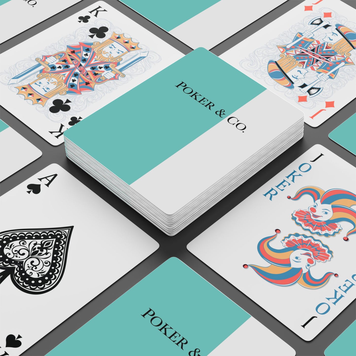 Playing Cards - Color Block Poker Cards - Robin Egg Blue - Breakfast at Tiffany Inspired - Name & Co.