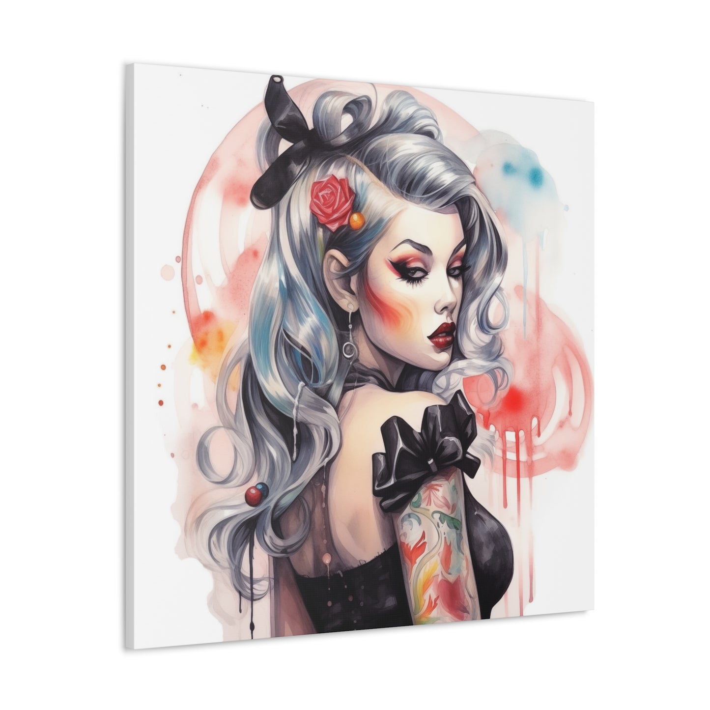Gallery Wrapped Canvas, Edgy Tattooed Beauty, Urban Pop Art Canvas – Sabella